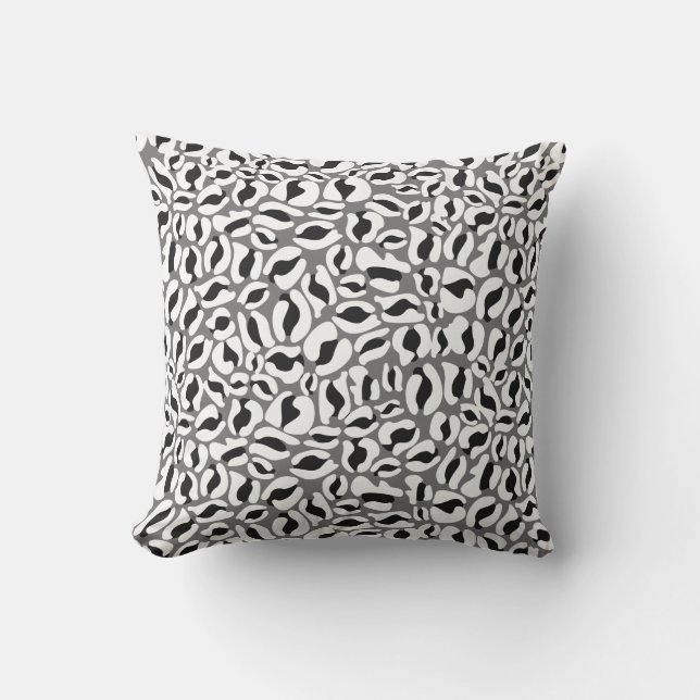 Leopard Print Pattern Classic Jungle Black White Cushion (Front)