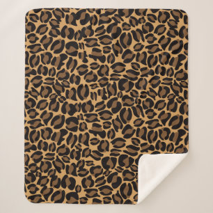 Leopard Print Pattern Classic Jungle Round Sherpa Blanket