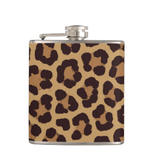 Leopard Print Pattern Hip Flask