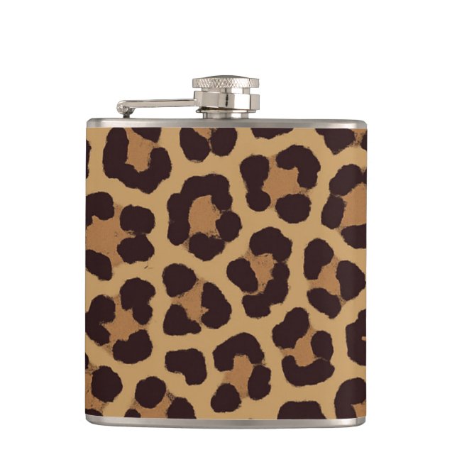 Leopard Print Pattern Hip Flask (Front)