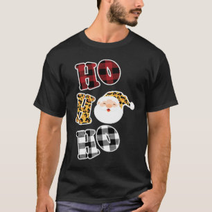 Leopard Print Pattern Ho Ho Ho Buffalo Plaid Chris T-Shirt