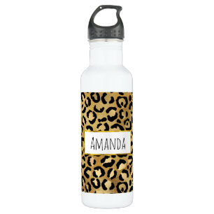 Leopard Print Pattern in Gold and Black 710 Ml Water Bottle