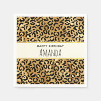 Leopard Print Pattern in Gold and Black Birthday