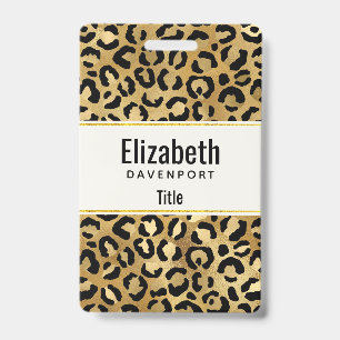 Leopard Print Pattern in Gold and Black ID Badge