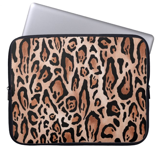 Leopard print pattern laptop sleeve (Front)