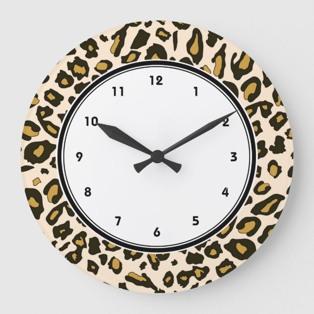 Leopard print pattern large clock (Front)