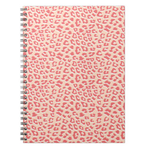 Leopard Print Pattern Living Coral White Notebook