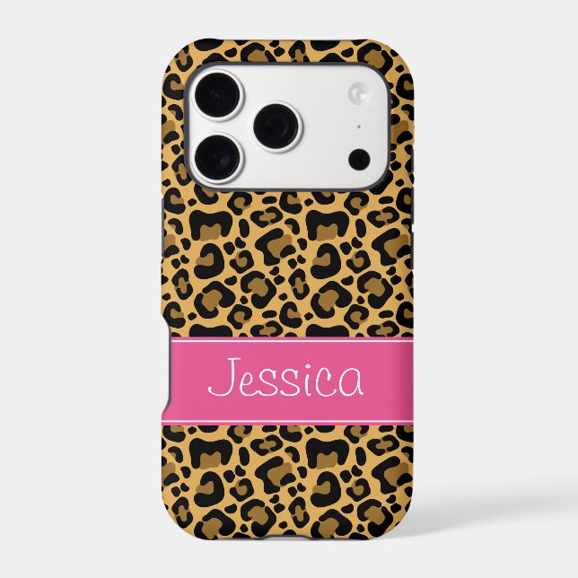 Leopard Print Pattern Pink Personalised (Back)