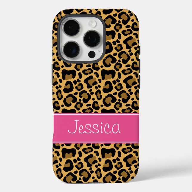 Leopard Print Pattern Pink Personalised Case-Mate iPhone Case (Back)