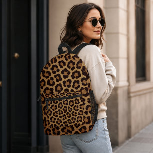Leopard Print Pattern Printed Backpack