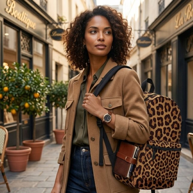 Leopard Print Pattern Printed Backpack (Creator Uploaded)