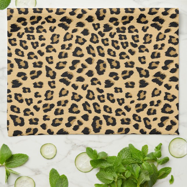 Leopard Print Pattern Tea Towel (Folded)