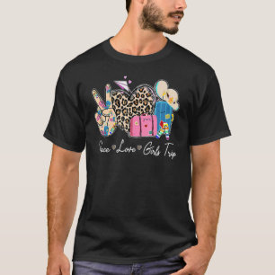 Leopard Print Peace Love Girls Trip Vacation Mode T-Shirt