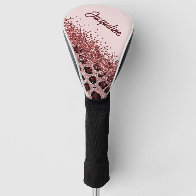 Leopard Print Personalised Golf Head Cover (Front)