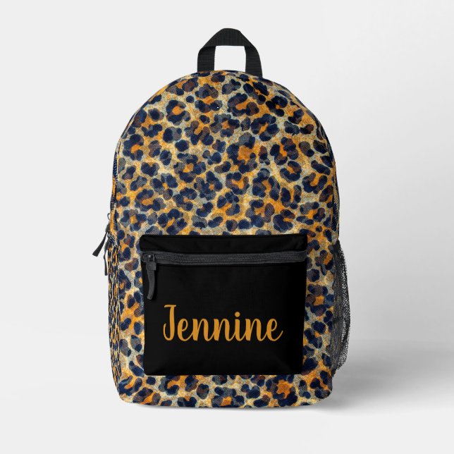 Leopard Print Personalised  Printed Backpack (Front)
