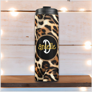 Leopard Print Personalised Thermal Tumbler