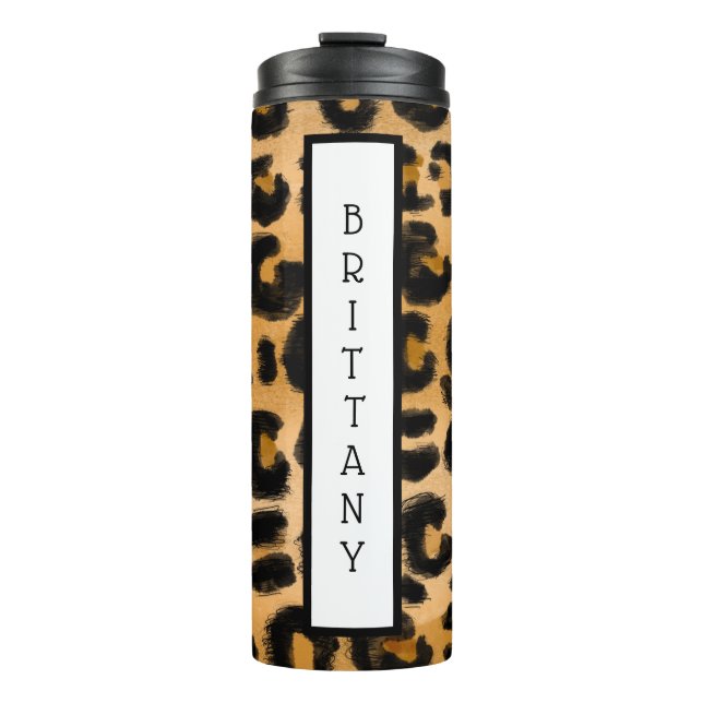 Leopard Print personalised Thermal Tumbler (Front)