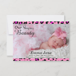 Leopard Print Photo - 3x5 Birth Announcement