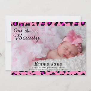 Leopard Print Photo - Birth Announcement