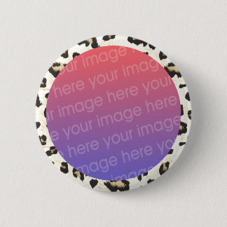 leopard print photo frame border 6 cm round badge