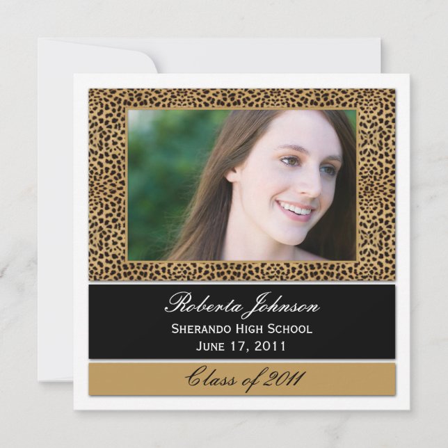 Leopard Print Photo Graduation Invitation (Front)