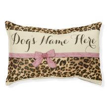 Leopard Print Pink Bow Female Girl Dog Bed