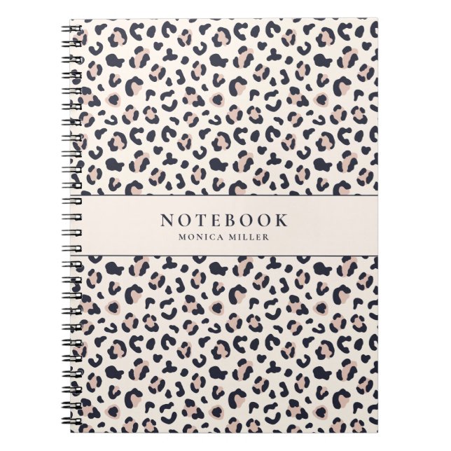 Leopard print pink custom name  notebook (Front)