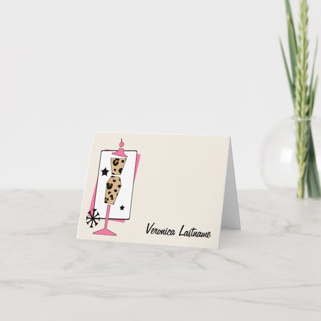 Leopard Print & Pink Dress Form Personalised Card (Front)