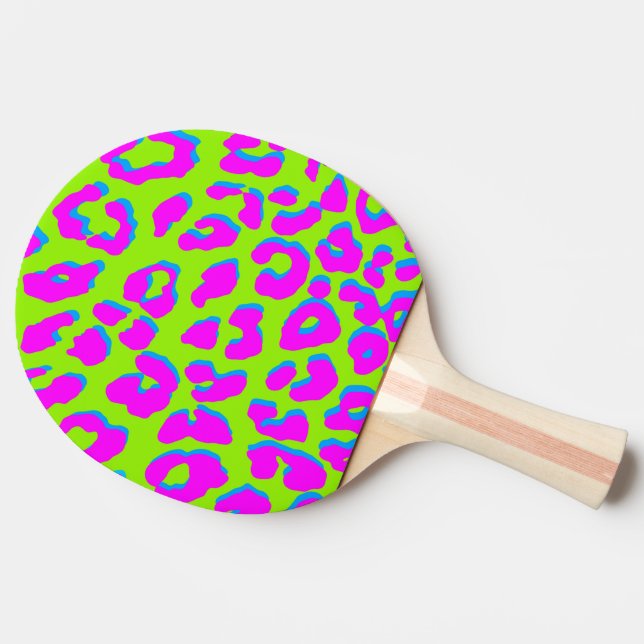 Leopard Print Pink Green Blue Ping Pong Paddle (Side)