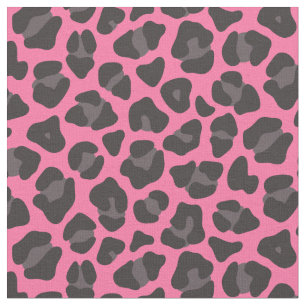 Leopard Print Pink Grey Fabric