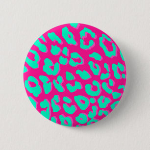 Leopard Print Pink Mint 6 Cm Round Badge