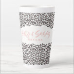 Leopard print pink sixty and sassy 60th birthday c latte mug<br><div class="desc">Leopard print pink girly sixty and sassy 60th birthday party gift. Part of a fun on trend animal print collection.</div>
