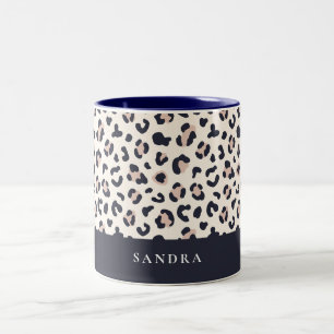 Leopard print pink Two-Tone coffee mug