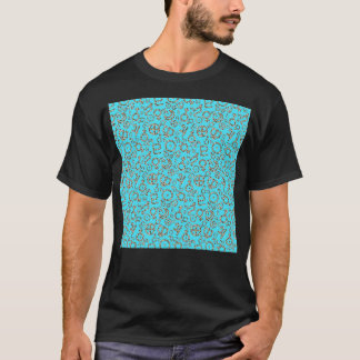 Leopard Print Planet Symbols On Blue Background Pa T-Shirt