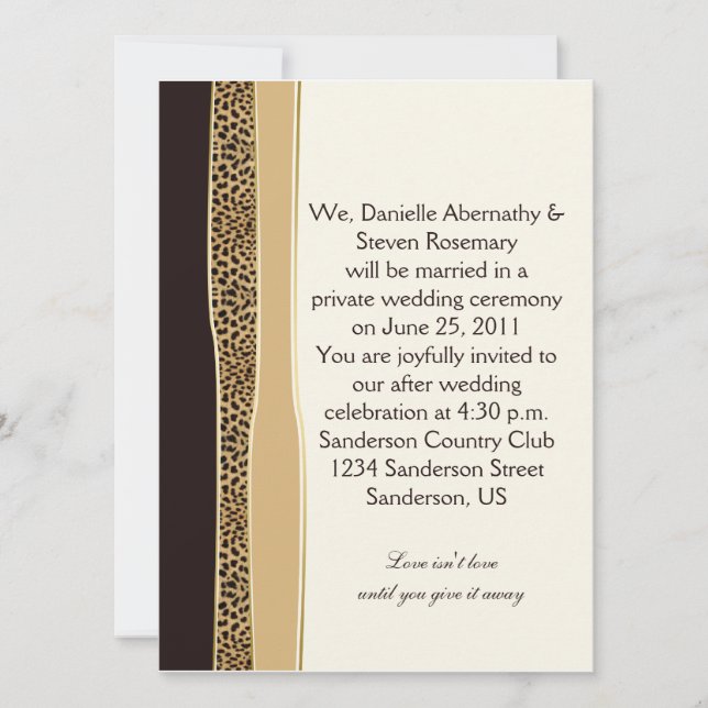 Leopard Print Post Wedding Invitation (Front)