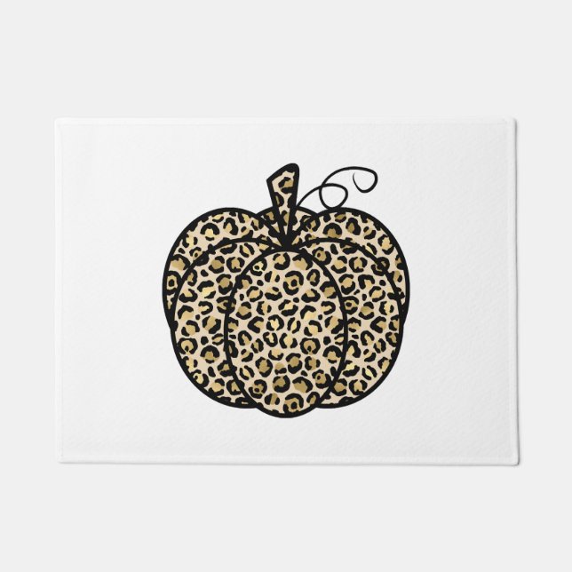 Leopard Print Pumpkin Doormat (Front)