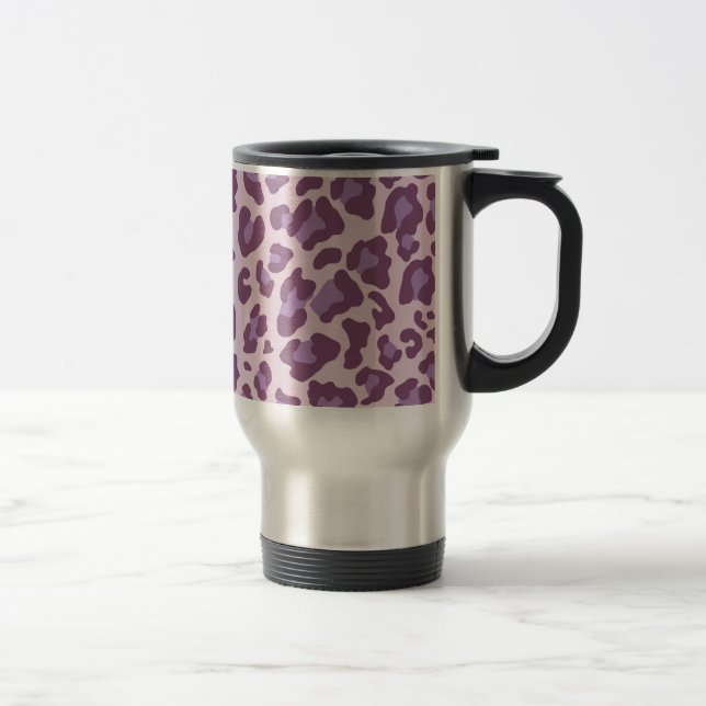 Leopard Print Purple and Lavender Travel Mug (Right)