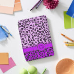 Leopard print purple black monogram  iPad pro cover<br><div class="desc">A unique leopard print style monogram cover in bright purple and contrasting black hues. A perfect gift for a teen girl. Personalise this item with the initial of your choice. This example reads: G. This original case is designed by Sarah Trett for www.mylittleeden.com on Zazzle.</div>