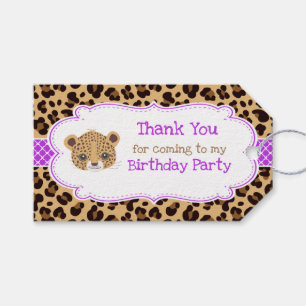 Leopard Print Purple Quatrefoil 'Thank You' Tag