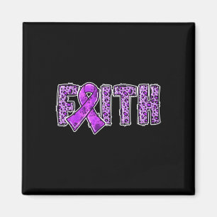 Leopard Print Purple Ribbon FAITH Drug Overdose Aw Magnet