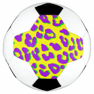 Leopard Print Purple Yellow Green Soccer Ball