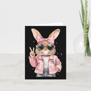 Leopard Print Rabbit Bunny Blowing Bubble Gum East Card