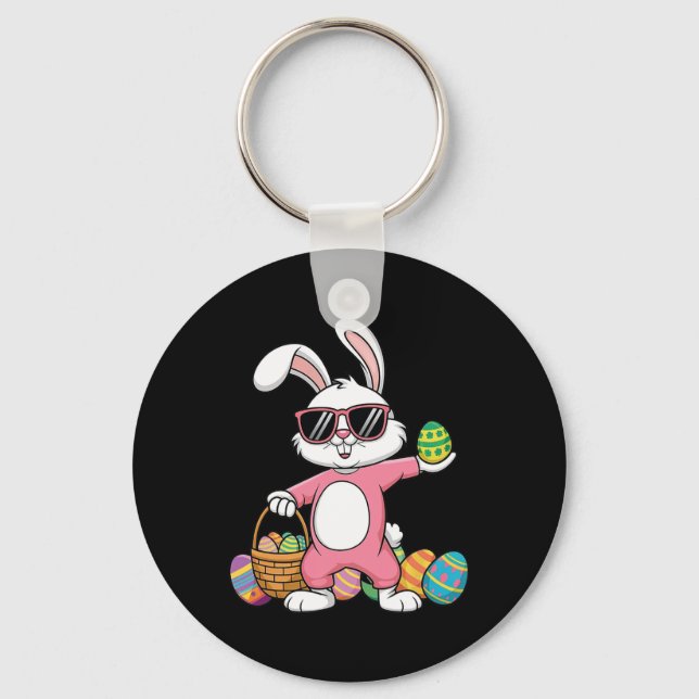 Leopard Print Rabbit Bunny Blowing Bubble Gum East Key Ring (Front)