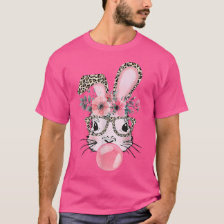Leopard Print Rabbit Bunny Blowing Bubble Gum East T-Shirt
