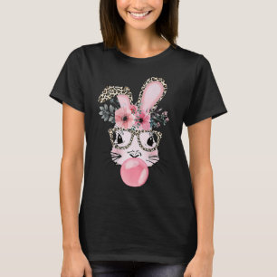 Leopard Print Rabbit Bunny Blowing Bubble Gum East T-Shirt