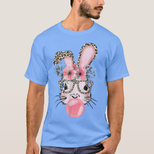 Leopard Print Rabbit Bunny Blowing Bubble Gum East T-Shirt