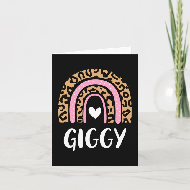 Leopard Print Rainbow Cute Mothers Day Funny Giggy Card (Front)