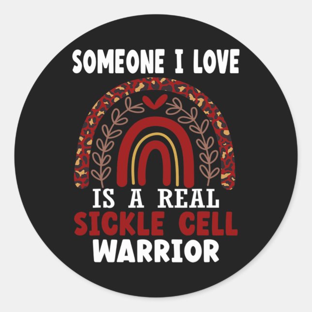 Leopard Print Rainbow Sickle Cell Warrior Awarenes Classic Round Sticker (Front)