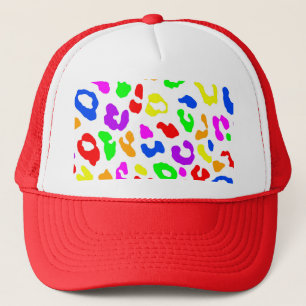 Leopard Print Rainbow White Trucker Hat