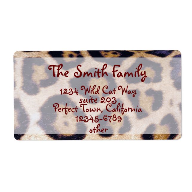 Leopard Print Real Fur Cat Pattern Label (Front)
